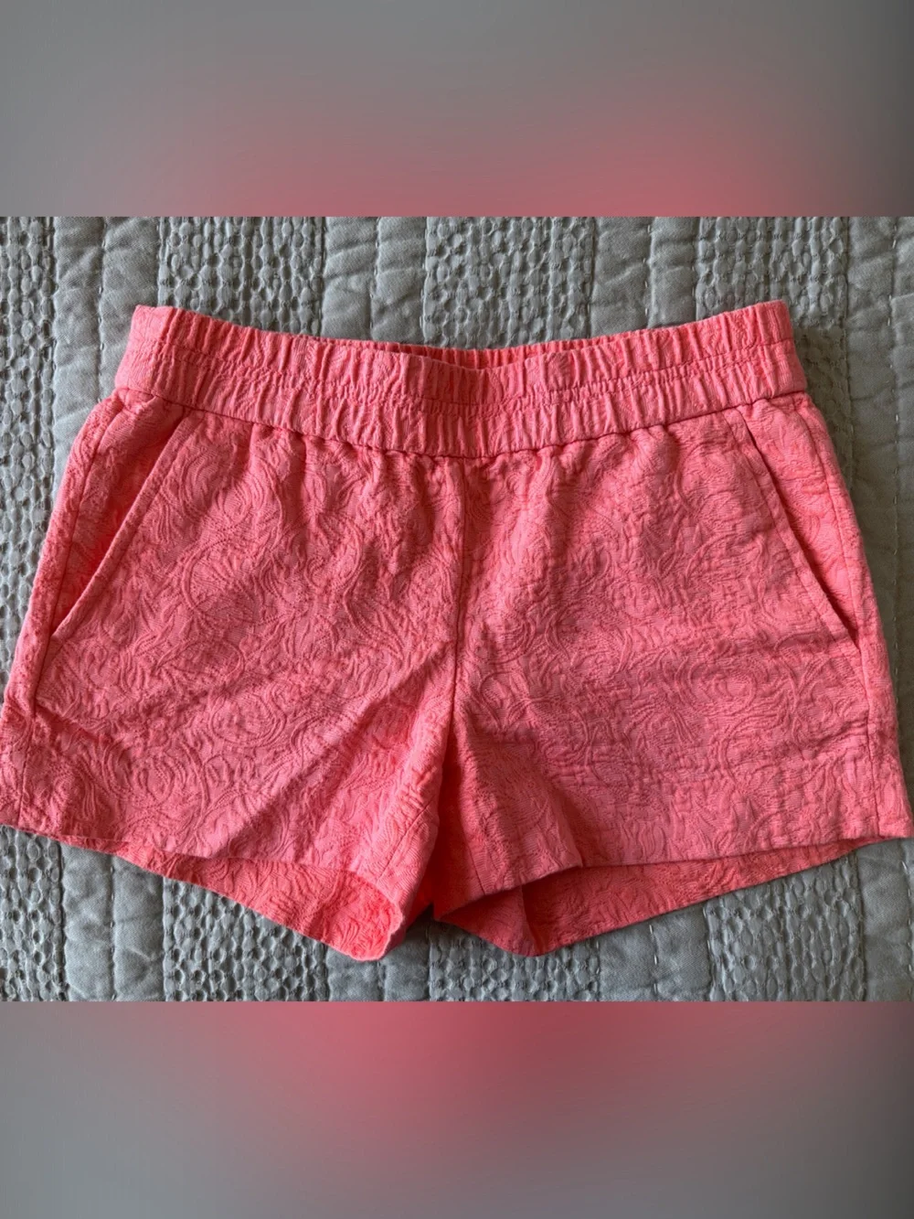 J. Crew Coral Pink Textured High-Waist Shorts